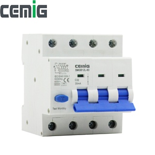 4P Type A RCBO 400VAC 50/60Hz 30mA Residual Current Circuit Breaker MCB SMGB12L-63