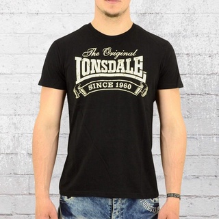 เสื้อยืดลําลอง ผ้าฝ้าย 100% แขนสั้น พิมพ์ลายโลโก้สิงโต Lonsdale สีเทา สีดํา พลัสไซซ์ XS-XXXL ของขวัญวันเกิด สําหรับผู้ชาย