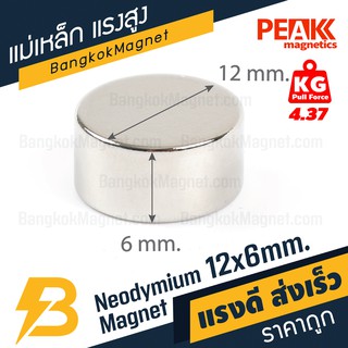 แม่เหล็กแรงดูดสูง 12x6 มม. แม่เหล็กแรงดันสูง ร้านแม่เหล็กดูด PEAK magnetics BK1465