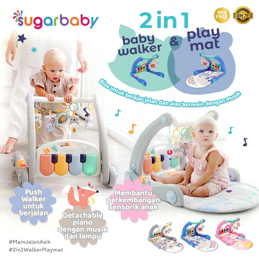 ใหม่!! SUGAR Baby PLAY WITH ME 2IN1 PLAYMAT & Baby WALKER || ดันวอล์คเกอร์