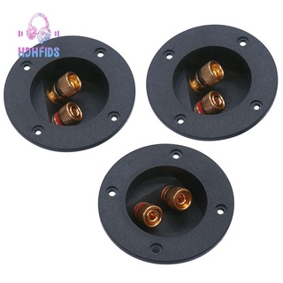 3 Pcs DIY Home Car Stereo 2-Way Speaker Box Terminal Binding Post Round Spring Cup Connectors Subwoofer Plugs (Black)