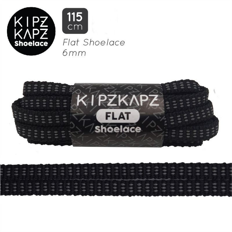 KIPZKAPZ FSP29 สีดําสีเทา 115cm - เชือกผูกรองเท้าแบน 6mm