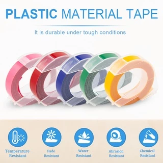 เครื่องทําฉลาก MOTEX E101 หลากสี พร้อมเทป 2 เทป (9 มม. x 3 ม.Trs) แบบใช้มือ หรือแบบเติม ลายนูน 3D 9 มม. 3 ชิ้น
