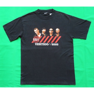 ผ้าฝ้ายแท้ คอลูกเรือU2 เสื้อยืดลําลอง แขนสั้น พิมพ์ลาย Vertigo Tour Concert Usa City Listed Pop Rock Band สไตล์วินเทจ 20