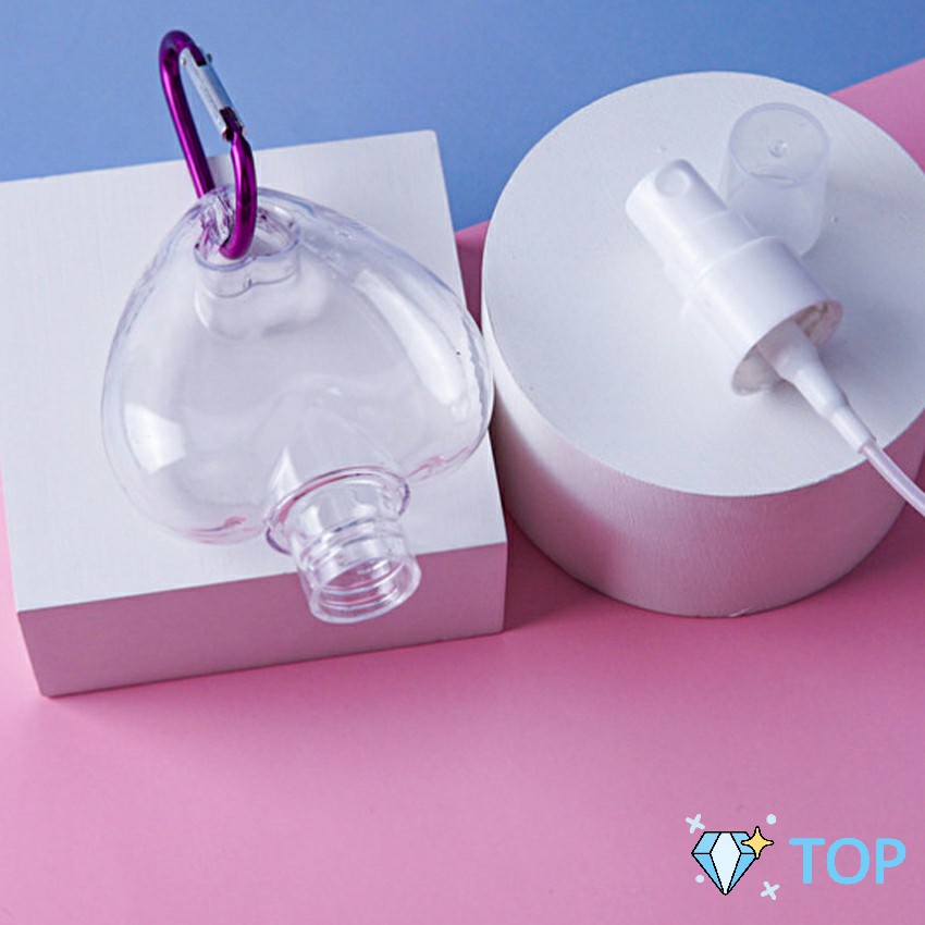 ขวดสเปรย์รูปหัวใจ พร้อมตะขอเกียว สะดวกพกพา หัวฉีด ขวดเจลล้างมือ Heart shaped spray bottle