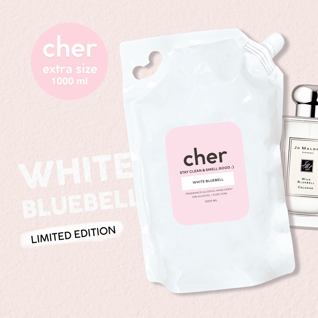 (Limited Edition) Refill Cher Alcohol hand spray กลิ่น white bluebell 1000ml สเปรย์แอลกอฮอล์กลิ่นน้ำหอม
