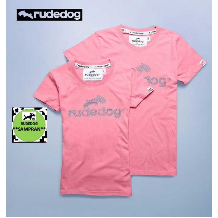 rudedog เสื้อคอกลม ชายหญิง รุ่น logo18 สีชมพู