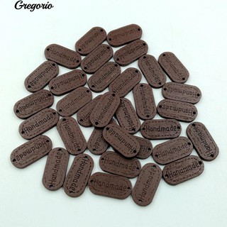 Gregorio 50Pcs Hand Made Letter พิมพ์ปุ่มป้ายไม้ DIY เย็บสมุดภาพ