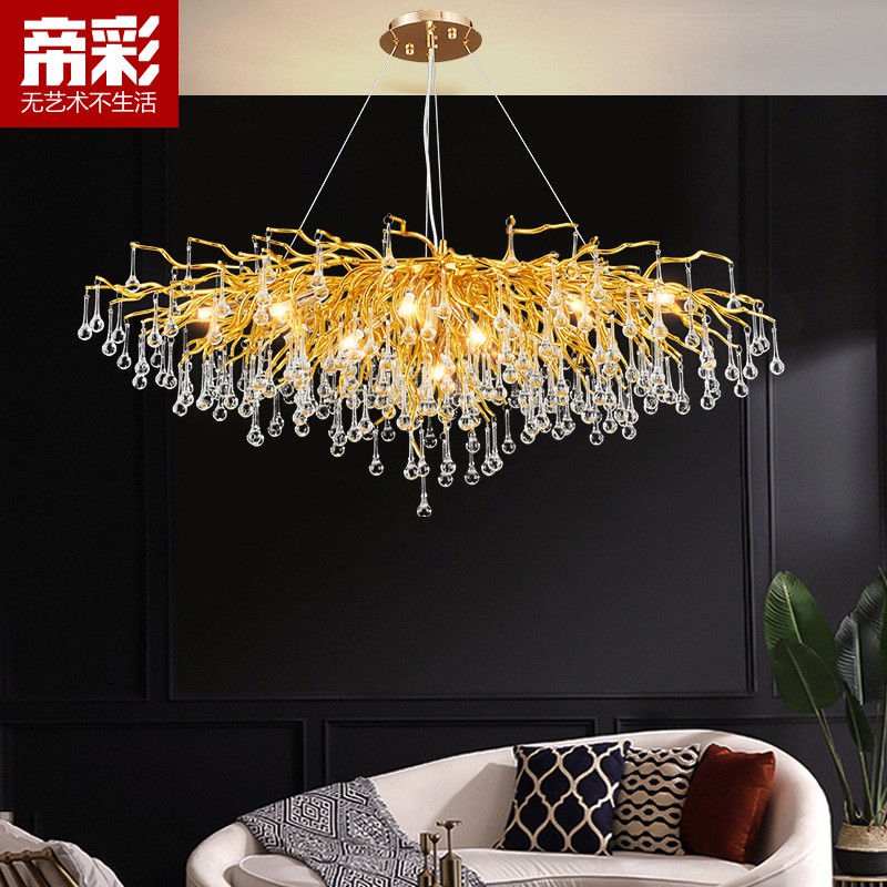 โมเดิร์นแสงหรูหราโคมระย้าคริสตัลโคมไฟสาขาสาขาร้านอาหารหรูหราอเมริกันห้องนอนวิลล่าคริสตัลห้องนั่งเล่น