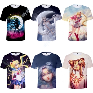 เสื้อยืดแขนสั้นพิมพ์ลาย Sailor Moon Tsukino Usagi