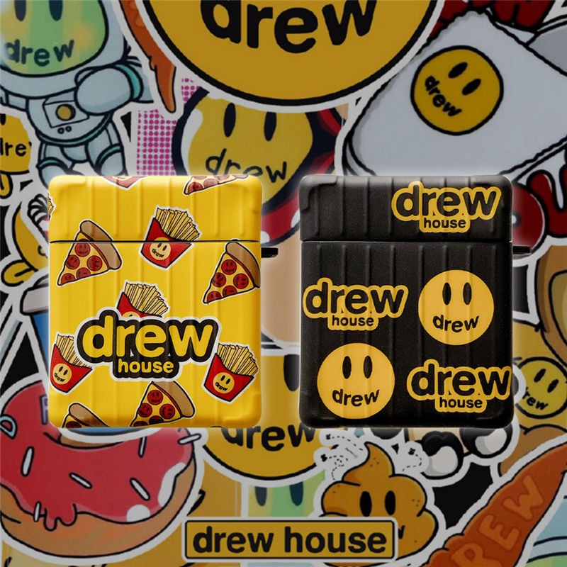 Drew house airpods pro 1/2 case INSสตรีทแฟชั่นบัตรน้ำขึ้นน้ำลงฮิพฮอพเคสแอร์พอดยางซิลิโคนAirpods pro 