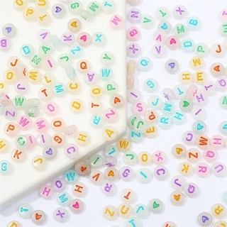 ลูกปัดตัวอักษรอะครีลิคเรืองแสง 100 ชิ้น/ล็อต สำหรับ DIY งานเครื่องประดับทำสร้อยข้อมือและสร้อยคอ