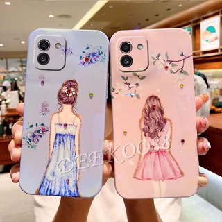 เคสโทรศัพท์ ซัมซุง Samsung Galaxy A03 A03S S21 FE 5G Phone Case Bling Soft Girl Back view Flower Casing Glitter Lovely Cartoon Back Cover ซัมซุงA03 GalaxyA03