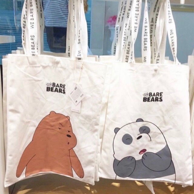 กระเป๋าเป้น่ารัก กระเป๋านักเรียนญี่ปุ่น กระเป๋าผ้า ถุงผ้า We Bare Bears สามหมีจอมป่วน - Miniso