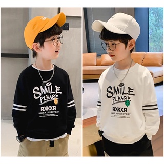 เสื้อยืดแขนยาวเด็กโต ลาย smile หล่อๆ