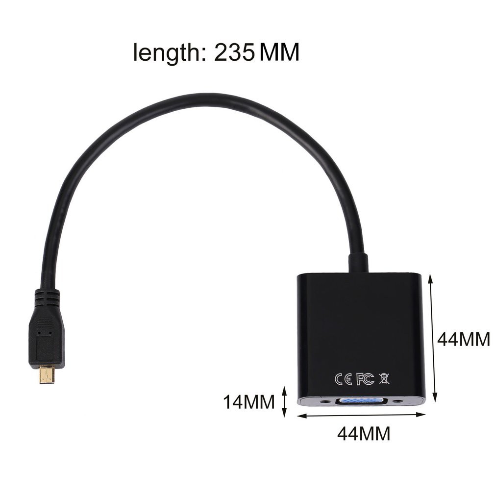 1080p Microhdmi Micro HDMI เป็น VGA หญิงวิดีโอสายเคเบิลอะแดปเตอร์แปลงสําหรับ Raspberry Pi/Ultrabook/แท็บเล็ต 1920×1200 ราคา ถูกที่สุด ดีลบีเคเค แกลเลอรีภาพที่ 4