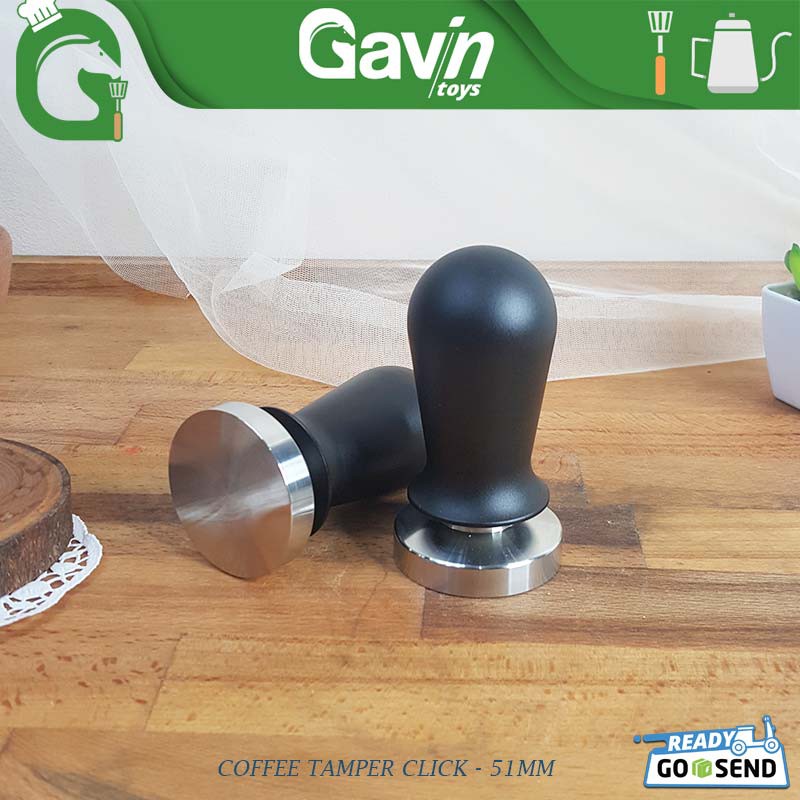 Click Tamper 51mm สีดําสแตนเลส Tamper Spring 51 mm Calibration Temper สีดํา
