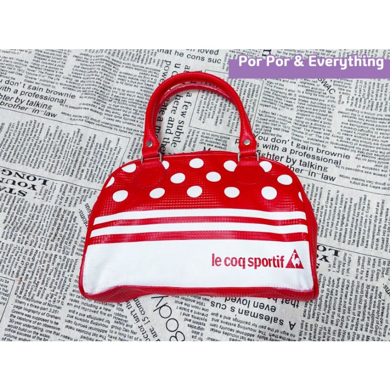 👜 กระเป๋าถือ Le Coq Sportif แท้ 💯% ลายจุด ❤️ สีแดงขาว