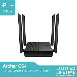 Archer C64 AC1200 Wireless MU-MIMO WiFi Router 4 เสาภายนอก พร้อม Beamforming Technology ส่งสัญญาณครอบคลุม