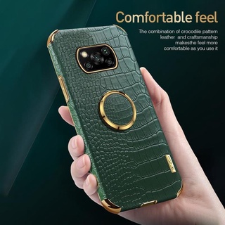 เคสโทรศัพท์มือถือแบบนิ่ม ลายหนังจระเข้ พร้อมแหวนขาตั้งแม่เหล็ก สําหรับ Xiaomi Poco X3 X5 Pro X3NFC M3 M4Pro X4Pro F4 M5 C40