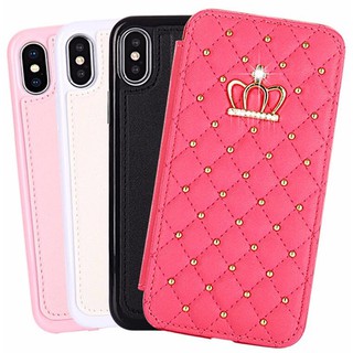 เคส Samsung Galaxy A50s A30s A70 A50 A30 A20 S10 S9 S10e Note 10 9 Flip Cover เคสหนัง Leather Diamond Crown เคสฝาพับ