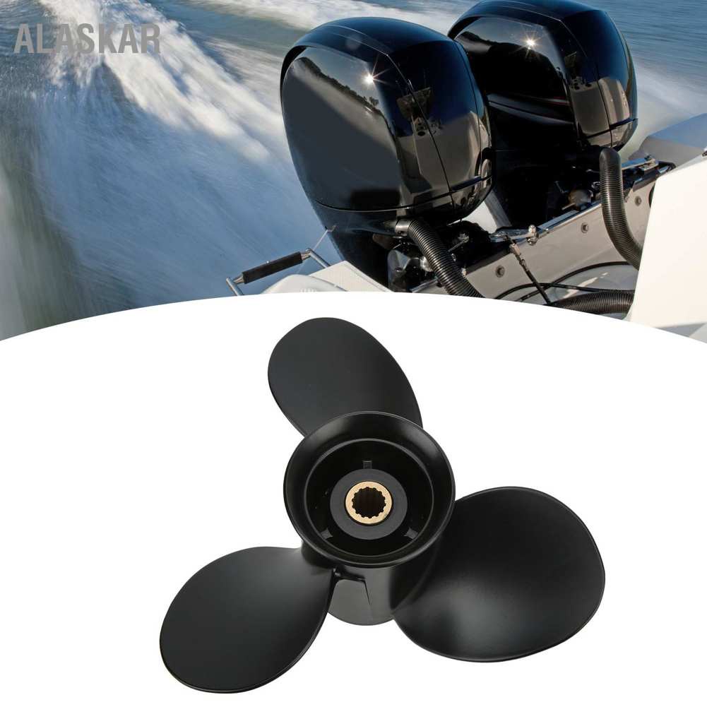 ALASKAR Boat Motor Propeller 3 Blades 14 Spline Teeth Right Rotation
