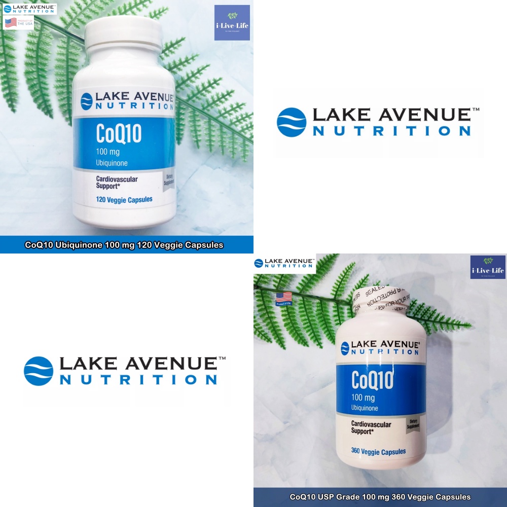 20% Sale!! 06/2025 โคคิวเท็น CoQ10 100 mg Ubiquinone 120 or 360 Veggie Capsules - Lake Avenue Nutrit