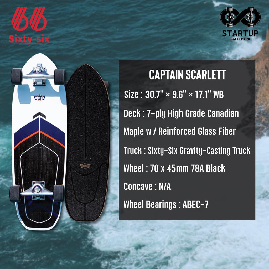 Sixty-Six Surfskate  Captain Scarlett 30.7”