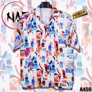 เสื้อฮาวายลายขวดเหล้า A459 ผ้าไหมอิตาลี