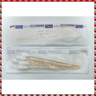 ไม้พันสำลีปลอดเชื้อ L 6" (5ก้าน/ซอง) Cotton Swab Sterile ไม้พันสำลีฆ่าเชื้อ สำลีพันไม้ปลอดเชื้อ Thai gauze