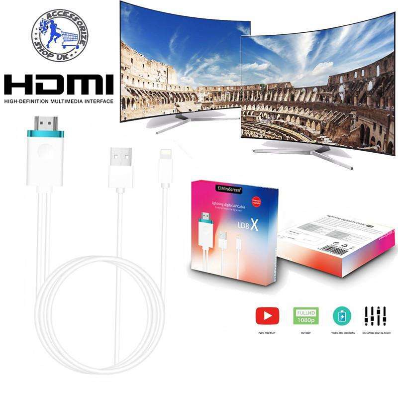 NEW Lightning to Digital AV TV HDMI Cable Adapter For iPad Air iPhone 7 Plus 8 X
