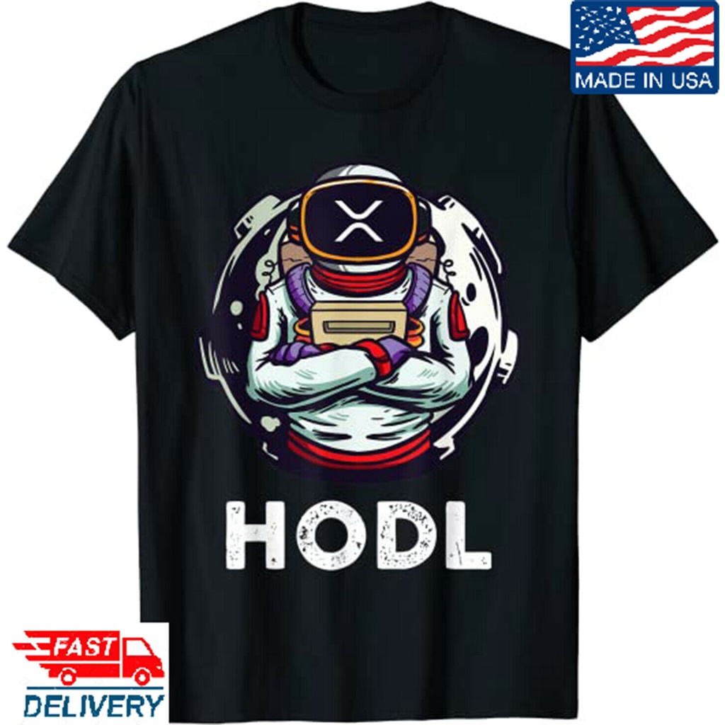 การออกแบบลําลองผู้ชาย Tee Xrp Hodl To The Moon Xrp นักบินอวกาศ Xrp เหรียญผู้ถือ Xmas ปัจจุบัน
