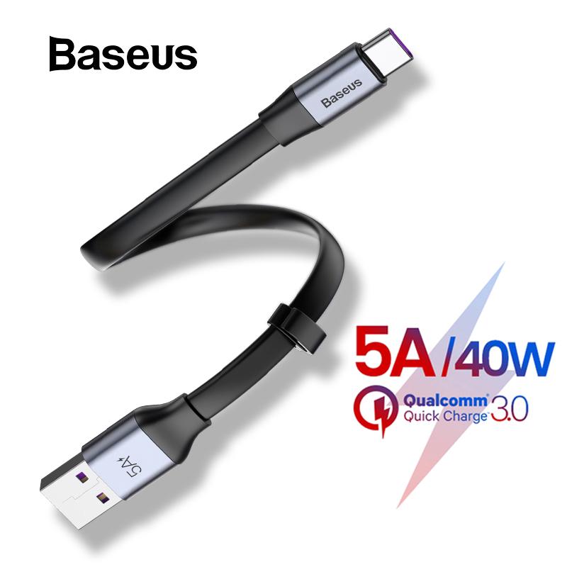 Baseus 5A Portable Type C Fast Charging USB Cable For Huawei Xiaomi Samsung P30 Charger Short 40W Aluminum Alloy Data Cord