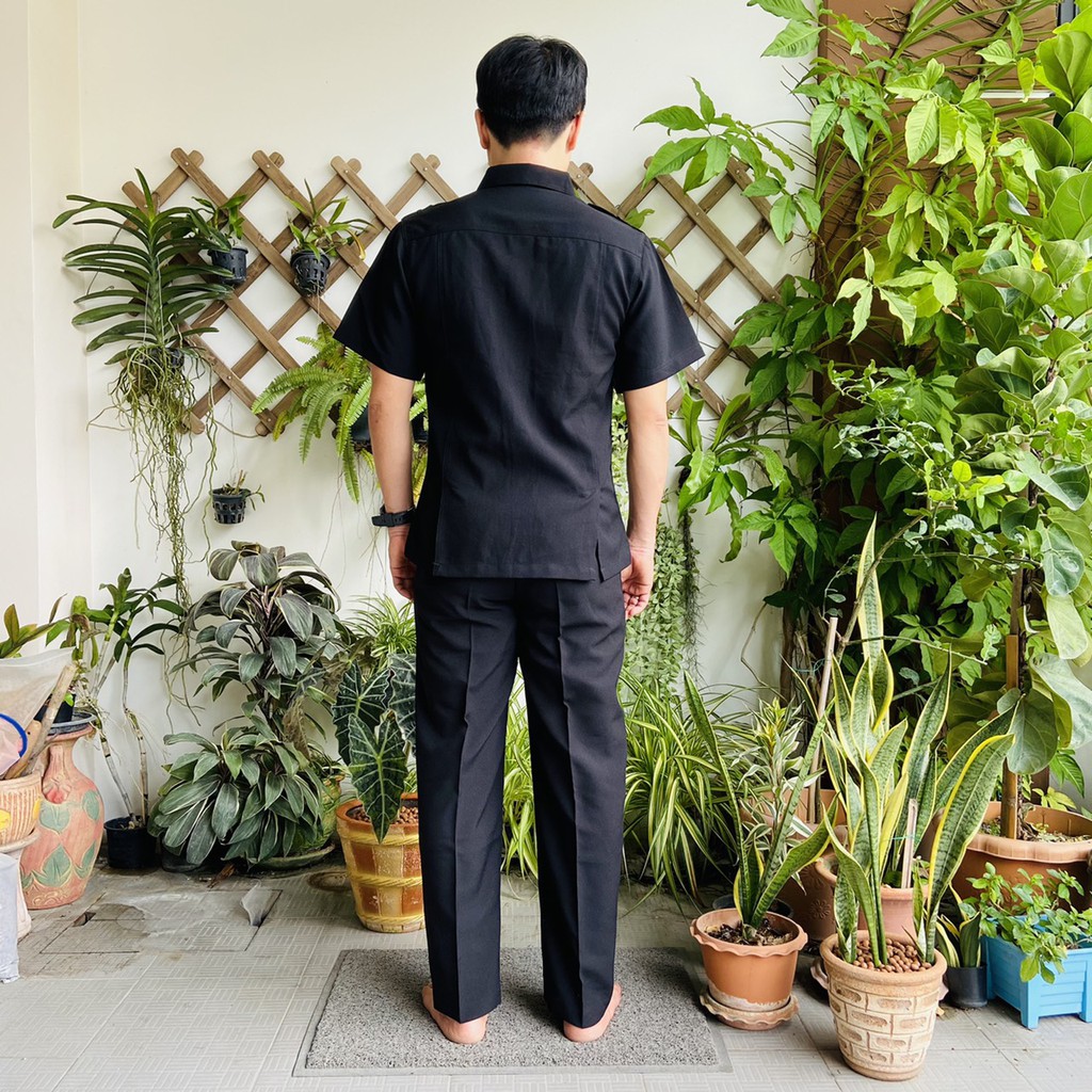 📌 ชุดซาฟารี ชุดคนขับรถ เสื้อ+กางเกง แบรนด์ชูชัยเจริญ เนื้อผ้าเกรดA สีดำ (มีชำระปลายทาง)