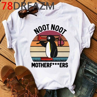 เสื้อยืด Noot Noot Pingu T Shirt Women Kawaii Cartoon Hip Hop Anime T-shirt Fuuny Hot Tv Harajuku Nootnoot GraphicTees