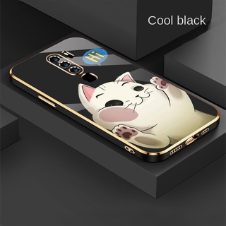 【Style117】เคส OPPO A9 A5 2020 A11X A11 A92 F11 Phone Case New Cute cat Casing เคส สีดำ หนัง เคสโทรศัพท์ สีชมพู ขอบเหลี่ยม เคสนุ่ม น่ารัก แฟชั่น หรูหรา กันกระแทก