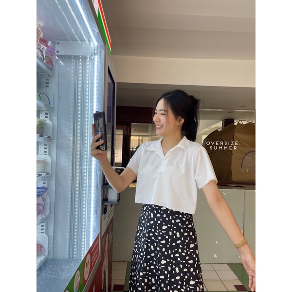 (oversize.summer) เสื้อครอปคอปก ครอปโปโล - waffle crop ✨🪞(พร้อมส่ง)