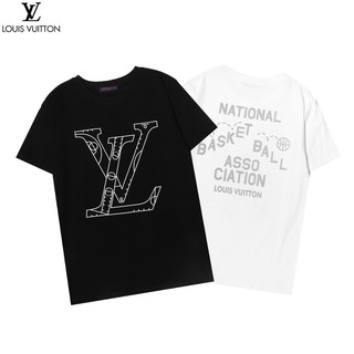 เสื้อยืดแขนสั้น ผ้าฝ้าย พิมพ์ลาย LV NBA แฟชั่นสําหรับผู้ชาย และผู้หญิง