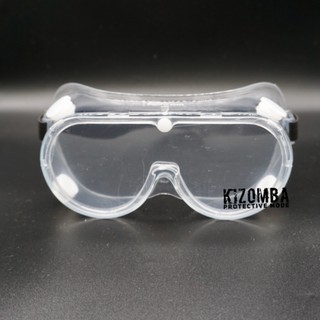 Transparent Protective Safety Glasses Anti-Splash Windproof Glasses แว่นตาป้องกันฝุ่น กันน้ำ กันสารเคมี (สายรัดสีดำ)