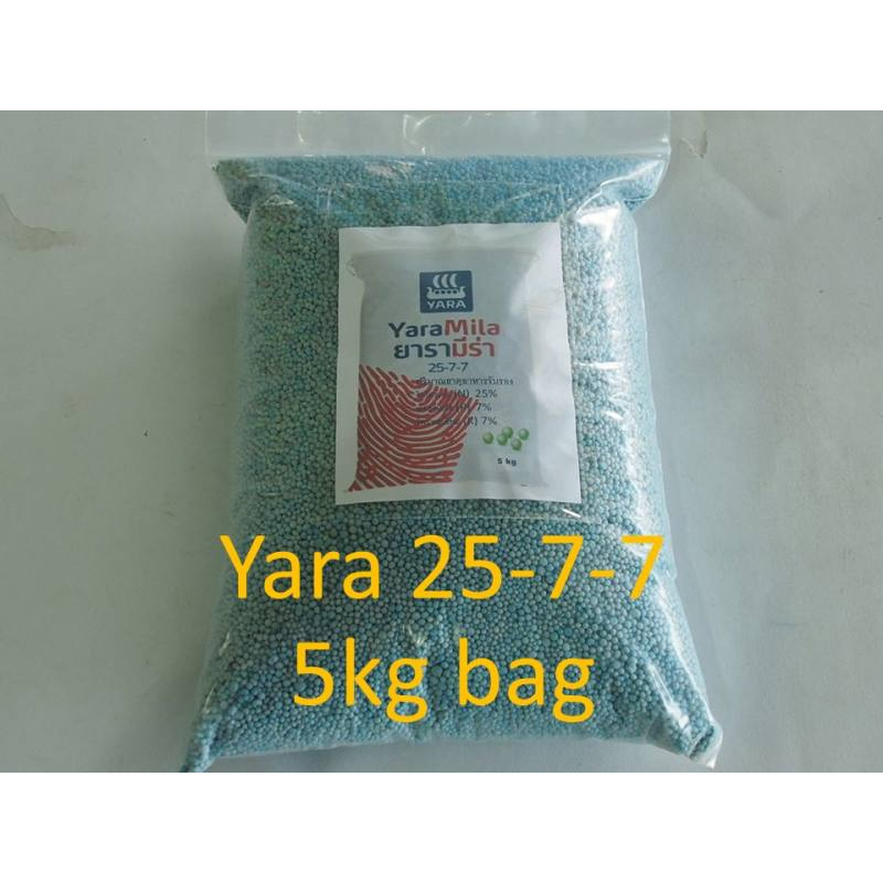 ปุ๋ย ยารา สูตร 25-7-7 แน้นบำรุง ต้น ใบ เร่งการเจริญเติบโต แตกยอด ขนาด 5 กก Yara Fertilizer 25-7-7 weight 5 kg