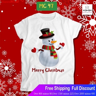 ผ้าฝ้าย 100% เสื้อยืดแขนสั้น เสื้อยืดคริสต์มาส เสื้อคริสต์มาส Christmas &amp; Happy New Year (MC47) Popular T-shirtเสื้อยืดผ