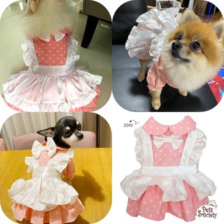 PetSociety เสื้อสุนัข เสื้อแมว ชุดกระโปรงแม่บ้านชมพู
