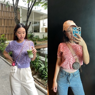 Cocoa Knitted top เสื้อไหมพรมแขนสั้น เสื้อแขนสั้น เสื้อครอป crop top everydaymacchiato