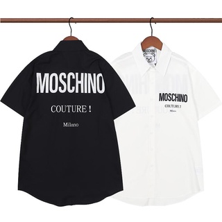 4582 เสื้อเชิ้ตแขนสั้น พิมพ์ลาย mos chino milano couture แฟชั่นสําหรับผู้ชาย และผู้หญิง