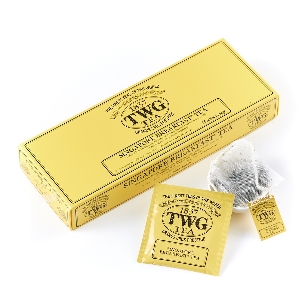 TWG Tea Singapore Breakfast Tea Green&Black Tea/ชาทีดับเบิ้ลยูจี ชาเขียวผสมชาดำ สิงคโปร์เบรคฟาสต์ที ชนิดซอง บรรจุ 15 ซอง