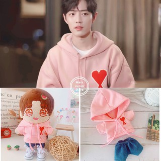 20cm xiao zhan เซียวจ้าน Kpop เสื้อกันหนาวมีหมวกสีชมพูขนาด 20 ซม . สําหรับตุ๊กตา