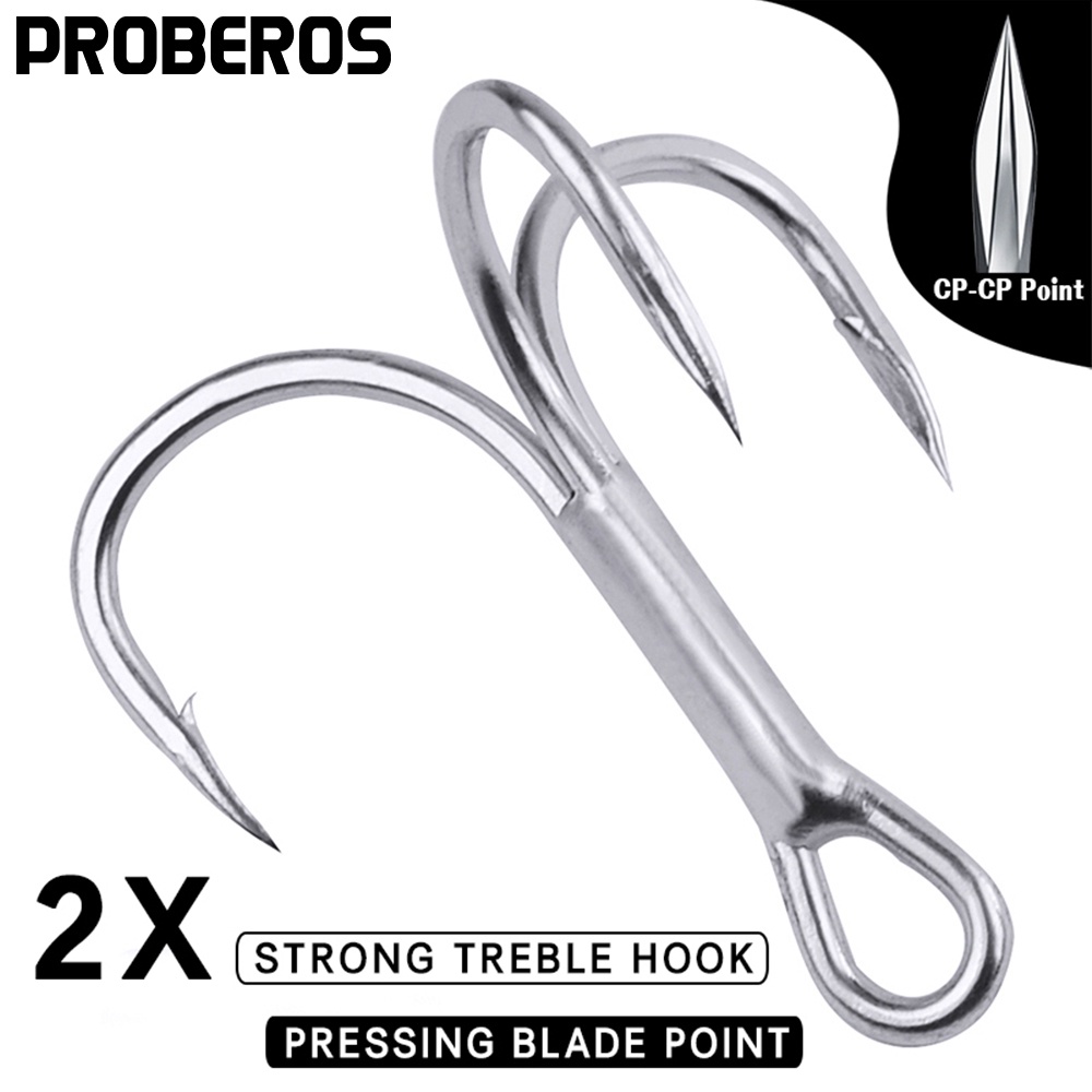Pro BEROS 20/50 ชิ้น/กล่องตะขอตกปลา 2/4/6/8/10/12/14 # เหล็กคาร์บอนสูงตกปลาทะเล Treble Hooks Barbed ตกปลา Tackle