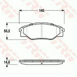 ผ้าเบรคหน้า Toyota Vigo Champ 2WD 2.5, 3.0 ปี 11-15, Vigo Smart open cap 2.5, 3.0 ปี 09-11 ยี่ห้อ TRW รุ่น UTEC