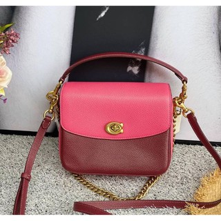 🎀 (สด-ผ่อน) ครอสบอดี้ 3 สาย สีชมพูแดง Coach 89088 Shop มาพร้อมถุงผ้าค่ะ Cassie Crossbody 19 In Colorblock