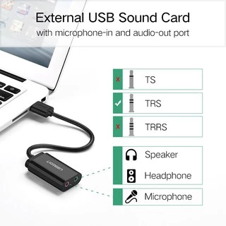UGREEN อะแดปเตอร์การ์ดเสียงภายนอก 3 . 5 มม Usb To Pc